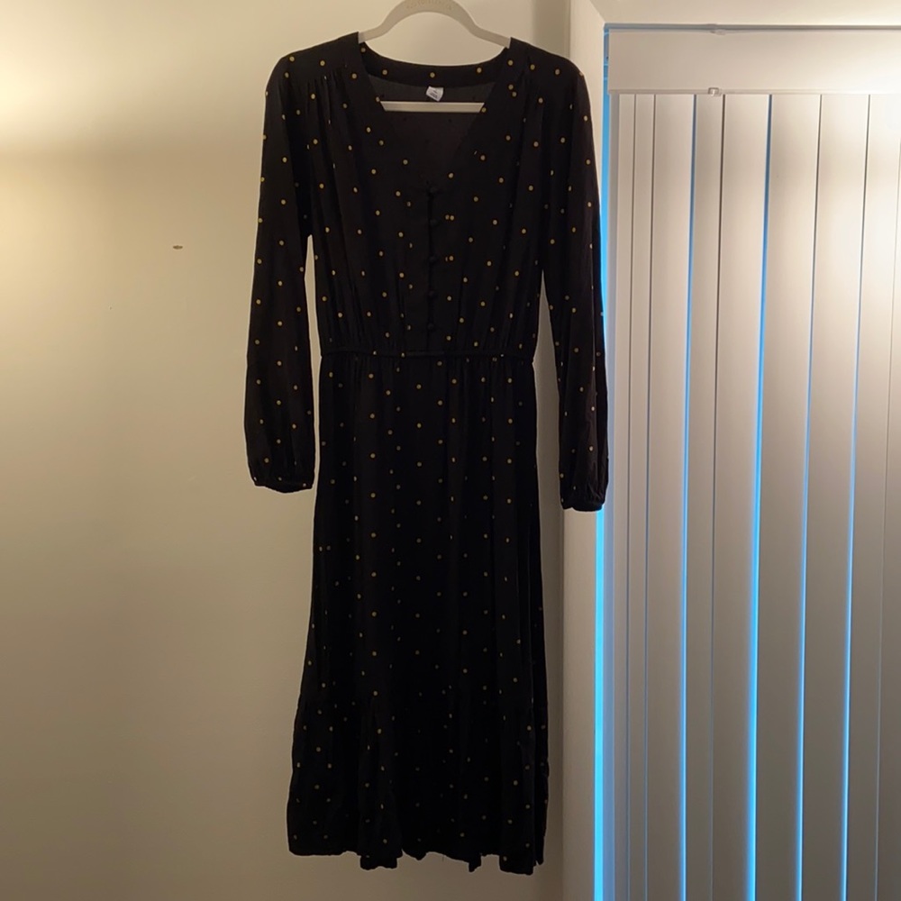 Old Navy, Black/Gold Dots Dress, Size Small Tall